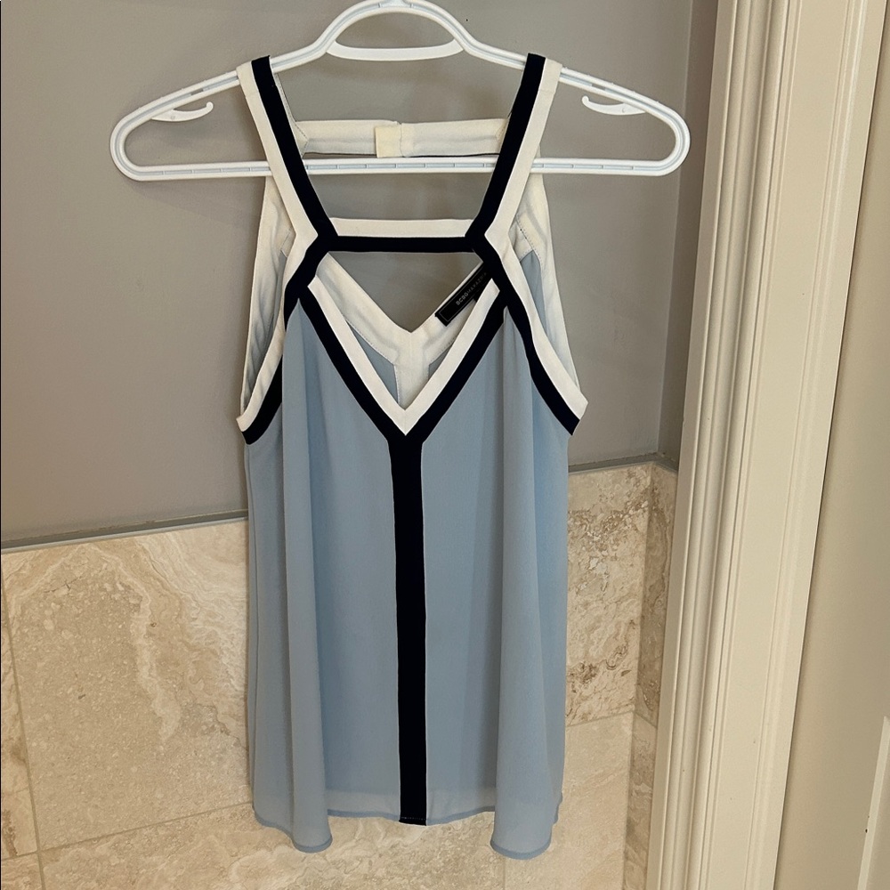 BCBGMaxAzria Navy and White Blouse
